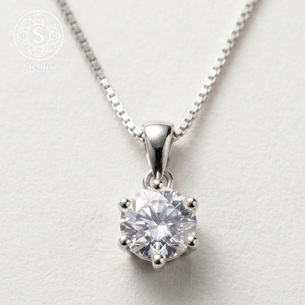 モアサナイト×シルバー925 ソリテールネックレス｜0.5ct・プラチナコーティング