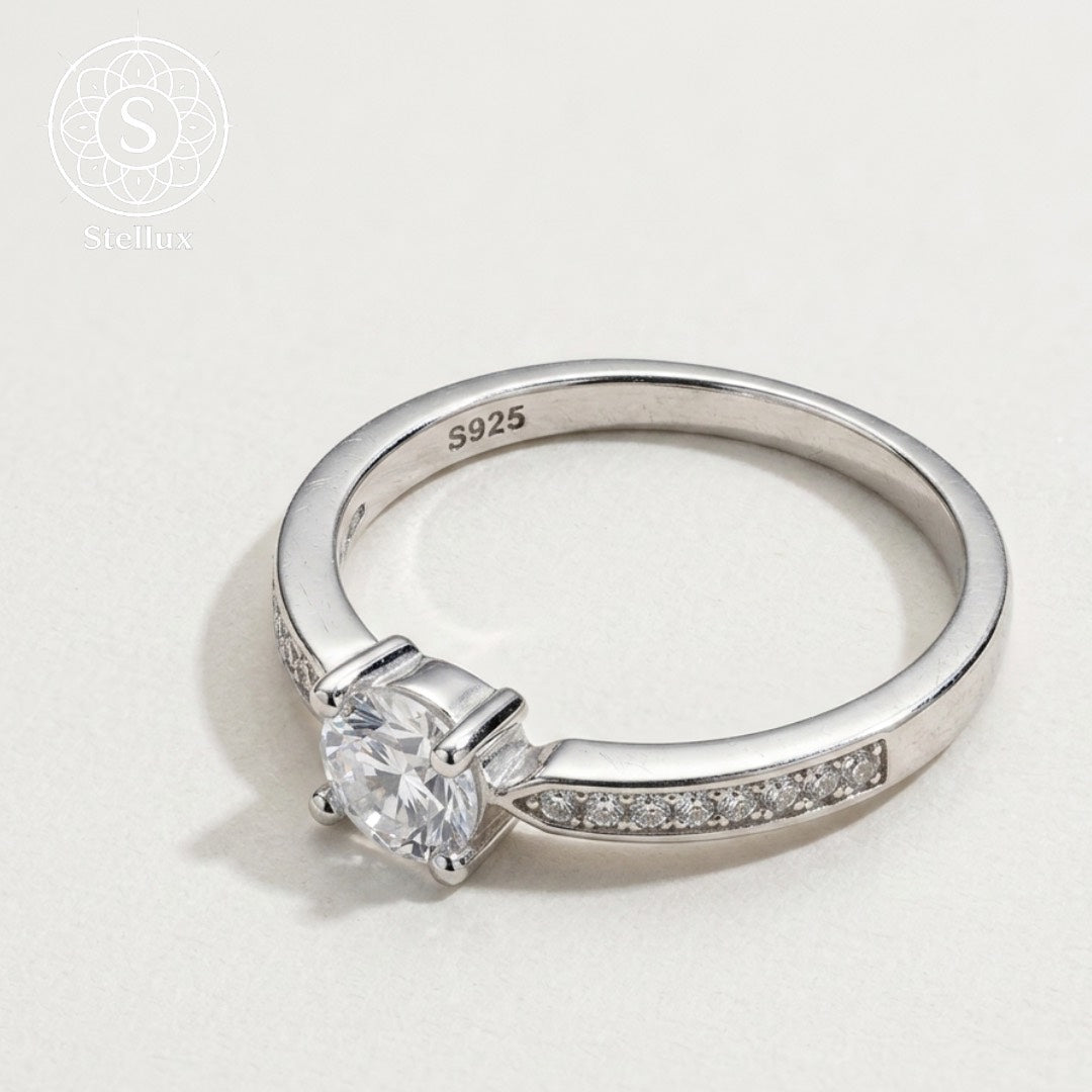 モアサナイト×シルバー925 ソリテールリング｜0.3ct・プラチナコーティング