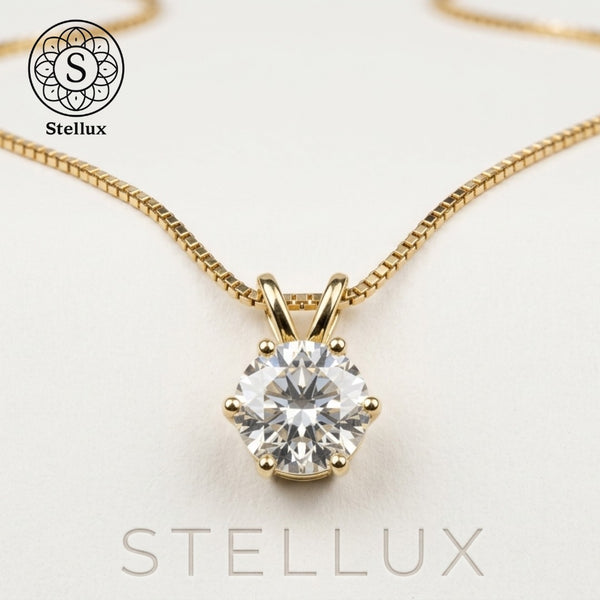 モアサナイト×シルバー925 ソリテールネックレス｜1ct・18Kゴールドコーティング