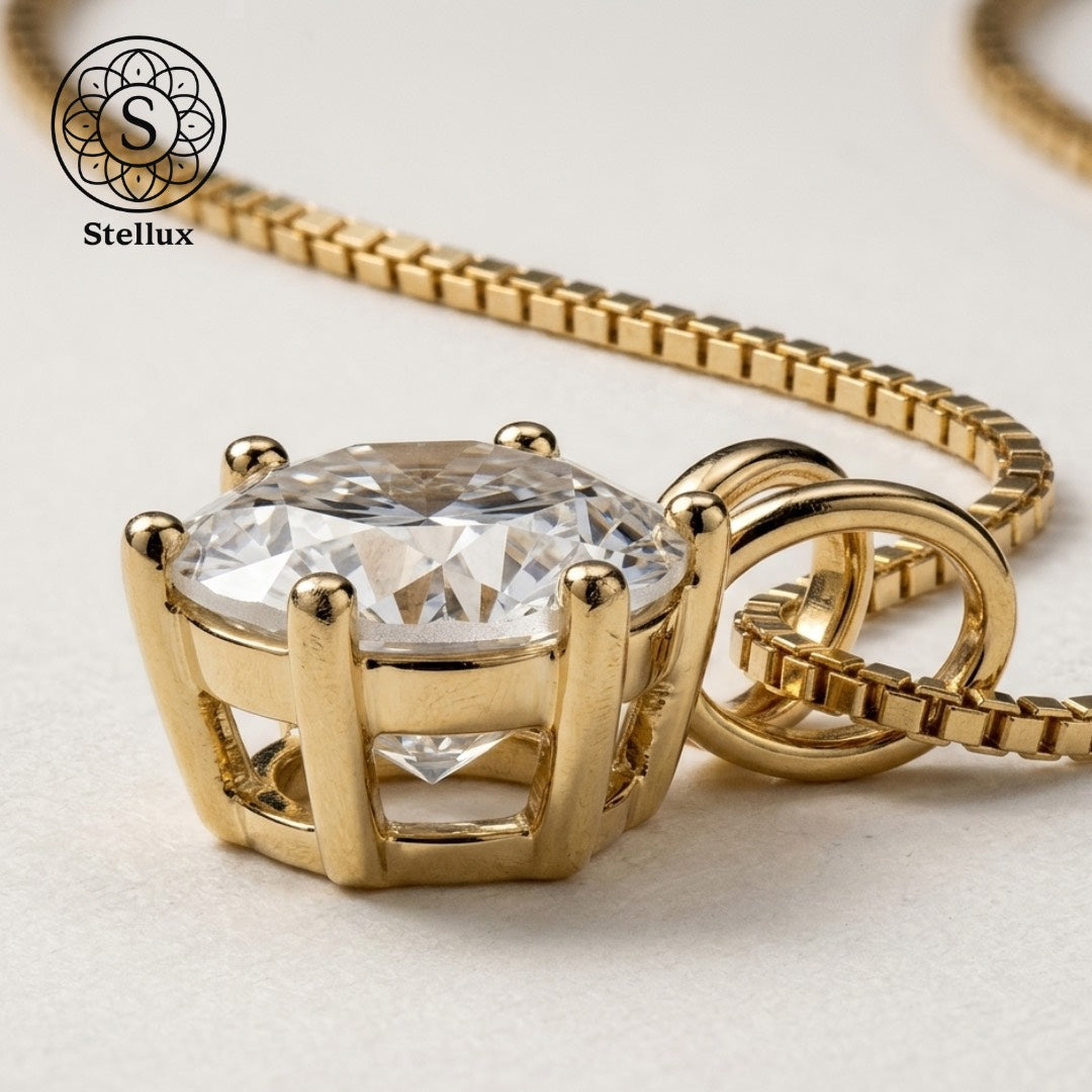 モアサナイト×シルバー925 ソリテールネックレス｜1ct・18Kゴールドコーティング