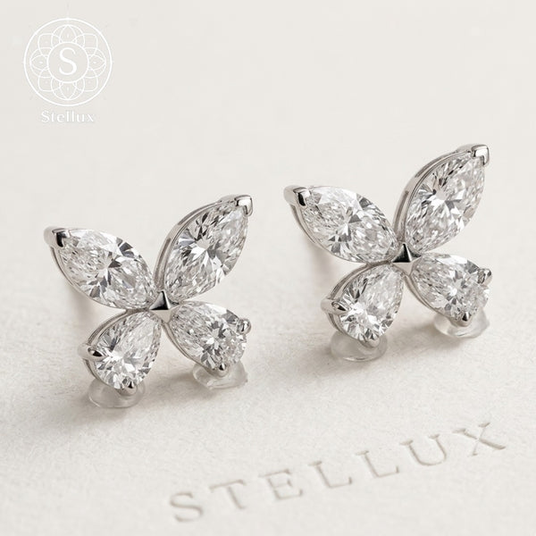 モアサナイト×シルバー925 バタフライピアス｜0.6ct・プラチナコーティング