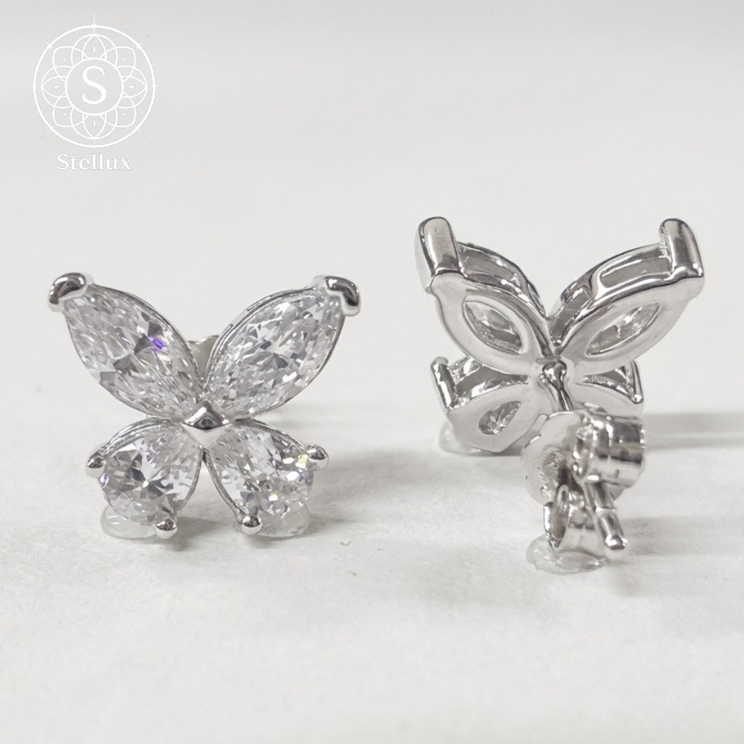 モアサナイト×シルバー925 バタフライピアス｜0.6ct・プラチナコーティング