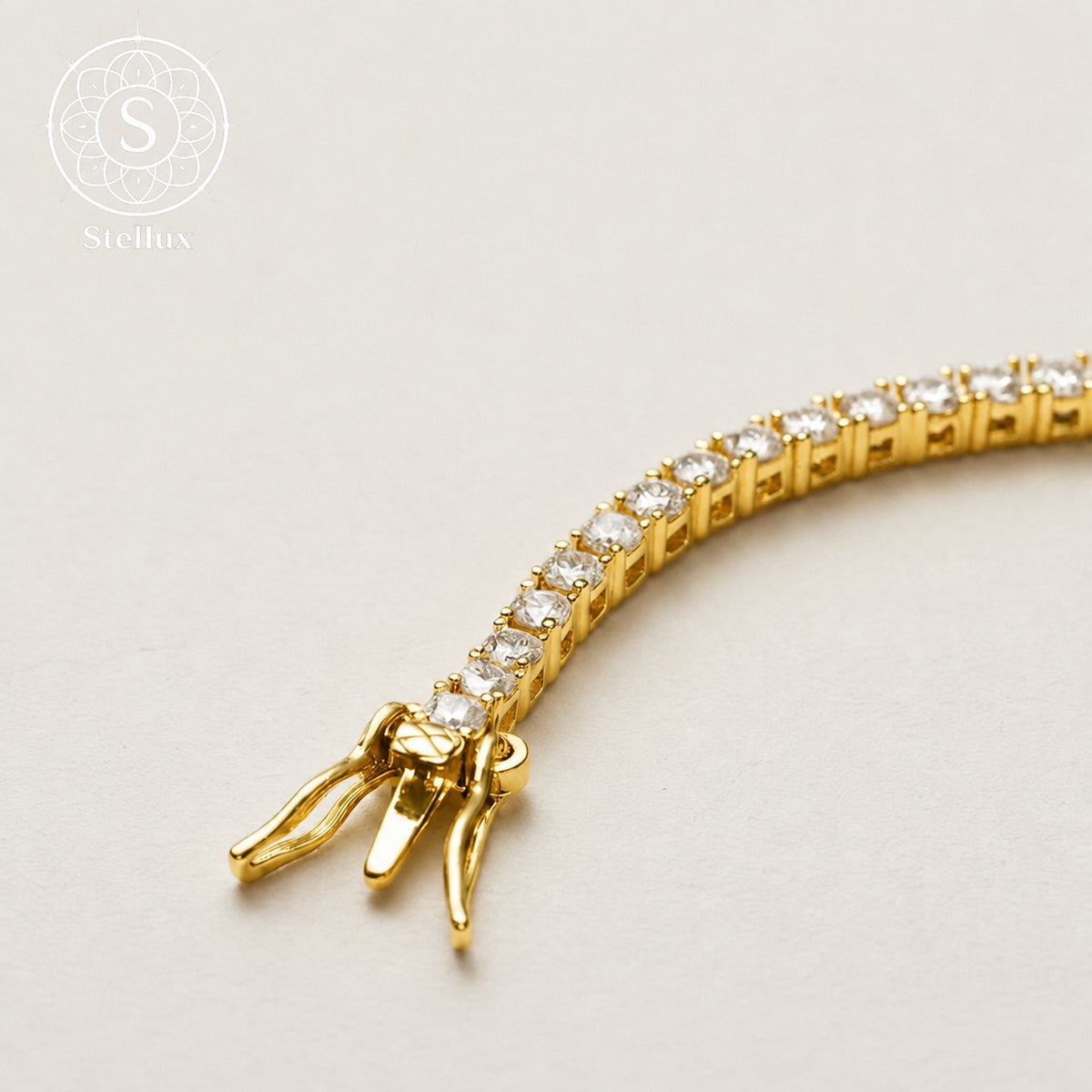 モアサナイト×シルバー925 テニスチェーンブレスレット｜2mm・18Kコーテ