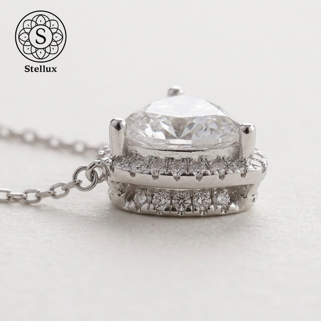 モアサナイト×シルバー925 ハートネックレス｜1ct・プラチナコーティング